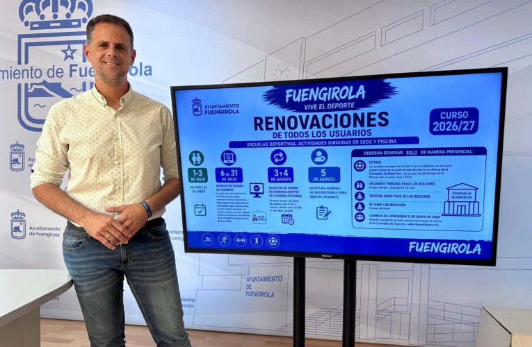 In July, the Fuengirola City Council begins the process of renewing places for sports activities and municipal schools for the 2026/27 academic year